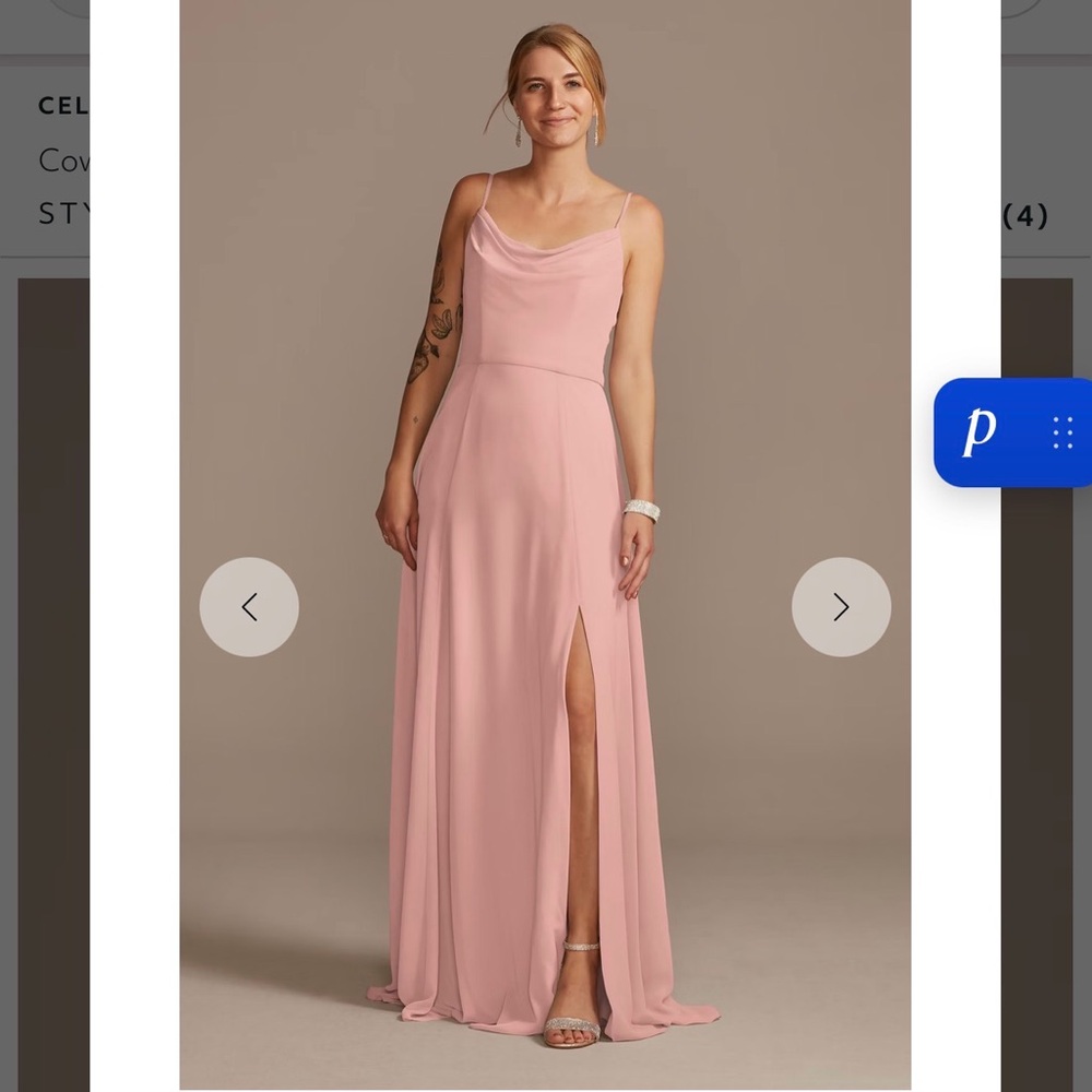 David’s Bridal Cowl Neck Spaghetti Strap Maxi Dress Size 6